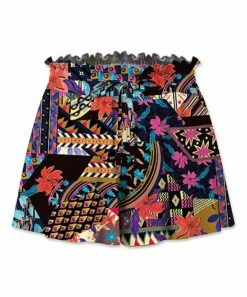 Deals 👍 UDEAR Black & Red Abstract Floral Ruffle-Waist Smocked Shorts - 👩 Women ✨