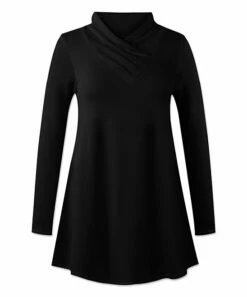 Buy 🥰 UDEAR Black Shawl-Collar Swing Tunic - Plus 🥰
