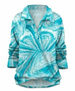 New ⭐ UDEAR White & Turquoise Abstract Top - 👩 Women 😉