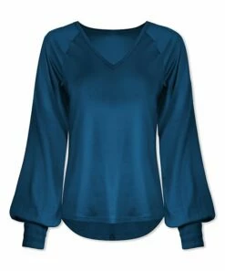 Deals 😀 UDEAR Cobalt Blue Bishop-Sleeve V-Neck Top - Plus 🌟