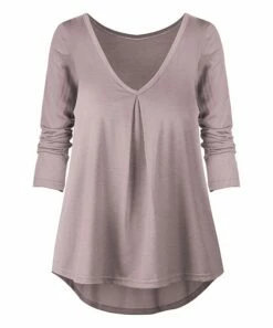 Best Sale 😀 UDEAR Gray Pink V-Neck Top - Plus 👍