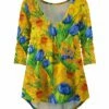 New ✨ UDEAR Green & Yellow Floral V-Neck Top - 👩 Women 👏