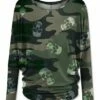 Discount ✔️ UDEAR Green Camo Skull Dolman Top - 👩 Women ⌛