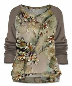 Cheap 💯 UDEAR Khaki & Red Floral Raglan Top - 👩 Women ✔️