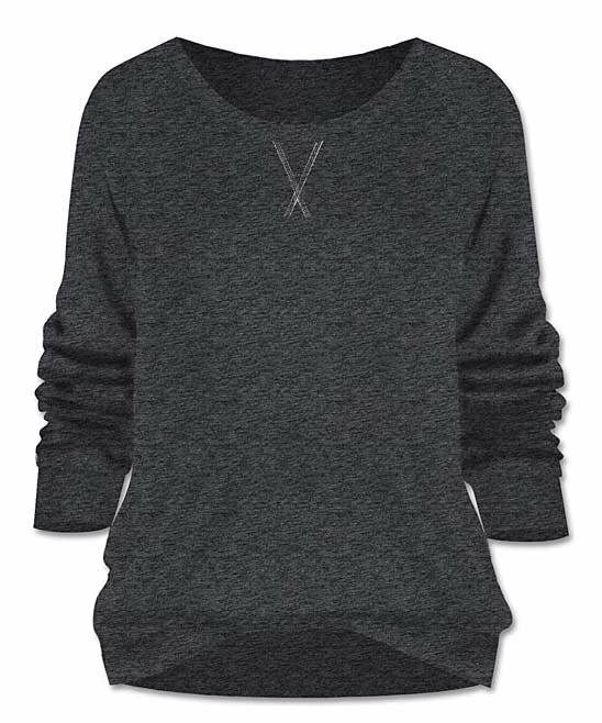Best deal ⭐ UDEAR Dark Gray Round-Neck Top - 👩 Women ❤️