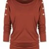 Outlet 🥰 UDEAR Rust Red Button-Sleeve Boatneck Top - 👩 Women & Plus ✨