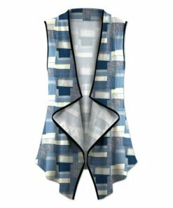 Cheapest 🤩 UDEAR Light Blue & Light Gray Abstract Sleeveless Open Cardigan - Plus 🔔