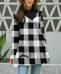 Brand new ⭐ UDEAR Black & White Plaid Shawl-Collar Swing Tunic - Plus ⌛