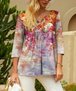 Best Pirce 🔥 UDEAR Rose Red & Yellow Floral Top - 👩 Women 💯