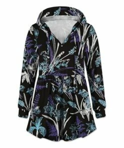 Discount 👏 UDEAR Black & Purple Floral Empire-Waist Hoodie - 👩 Women 😀