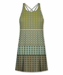 Buy 🤩 UDEAR Yellow & White Geometric Crisscross-Back Sleeveless 👗 Dress - 👩 Women 😀