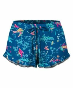 Budget 😀 UDEAR Blue & Rose Floral Birds Ruffle-Hem Shorts - Plus 💯