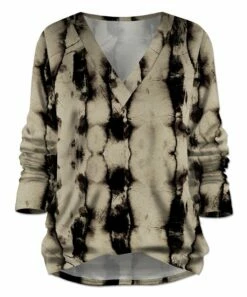 Cheap 👏 UDEAR Black & Khaki Tie-Dye V-Neck Top - Plus 🎉