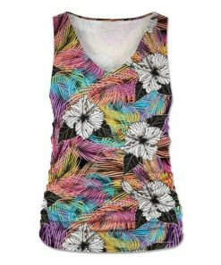 Best Pirce 👍 UDEAR Black & Orange Tropical Ruched Sleeveless Top - 👩 Women 🔔