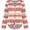 Best deal 🎉 UDEAR White & Light Red Stripe Button-Up Hi-Low Top - 👩 Women ⭐