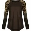 Brand new 🎉 UDEAR Dark Coffee & Yellow Leopard Raglan Tunic - 👩 Women ⌛