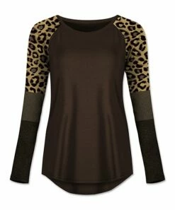 Brand new 🎉 UDEAR Dark Coffee & Yellow Leopard Raglan Tunic - 👩 Women ⌛