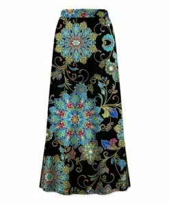Budget ❤️ UDEAR Black & Blue Arabesque Maxi 👗 Skirt - 👩 Women 🎉