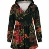 Wholesale 🎁 UDEAR Red & Black Floral Gathered-Waist Hoodie - 👩 Women 👍