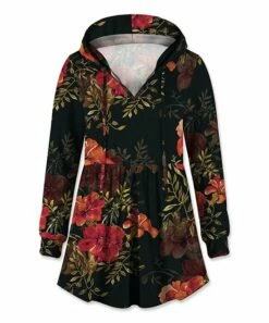 Wholesale 🎁 UDEAR Red & Black Floral Gathered-Waist Hoodie - 👩 Women 👍