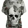 Deals 👏 UDEAR White & Black Skull & Butterfly Dolman Top - 👩 Women & Plus ✔️