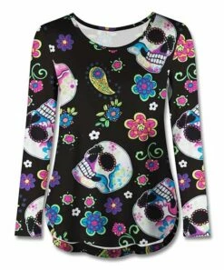Deals โ๏ธ UDEAR Black & White Skull Curved-Hem Top - ๐ฉ Women ๐