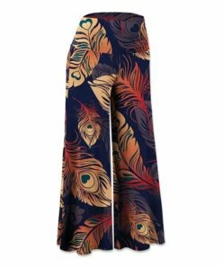 New ๐ฅฐ UDEAR Purple & Red Feathers Palazzo Pants - Plus ๐