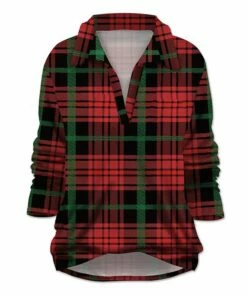 Best Pirce 😉 UDEAR Black & Red Plaid Collared V-Neck Long-Sleeve Top - Plus 🔔