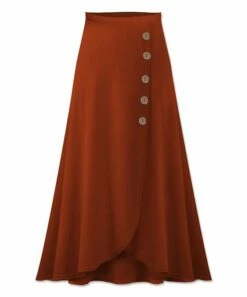Buy ✨ UDEAR Rust Red Side-Button Maxi 👗 Skirt - 👩 Women ✔️
