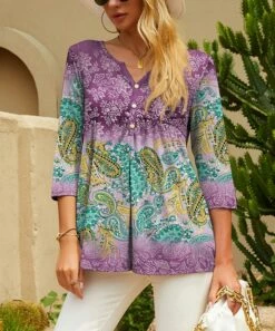 Wholesale 👍 UDEAR Yellow & Light Green Paisley Button-Front Top - 👩 Women ✨