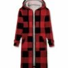 Buy ⌛ UDEAR Black & Red Buffalo Check Zip-Up Longline Hoodie - 👩 Women & Plus ✔️
