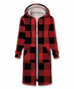 Buy ⌛ UDEAR Black & Red Buffalo Check Zip-Up Longline Hoodie - 👩 Women & Plus ✔️