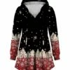 Cheap ✔️ UDEAR Red & Black Snowflake Village Long-Sleeve Peplum Hooded Tunic - 👩 Women & Plus 😉