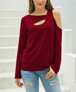 Cheap 🥰 UDEAR Burgundy Cutout Top - Plus 😍