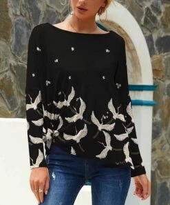 Best Pirce 🤩 UDEAR Light Yellow & Black Birds Long-Sleeve Boatneck Top - Plus ✨