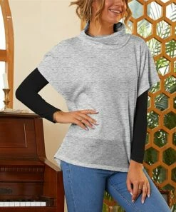 Budget 👏 UDEAR Light Gray Mock Neck Top - 👩 Women ⌛