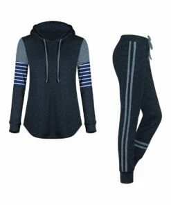 Best Pirce 🎁 UDEAR Heather Navy & Heather Blue Stripe-Contrast Hoodie & Joggers - 👩 Women & Plus ⌛