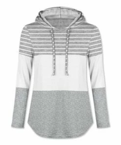 Wholesale 🎁 UDEAR White & Light Gray Stripe Hoodie - Plus 🛒