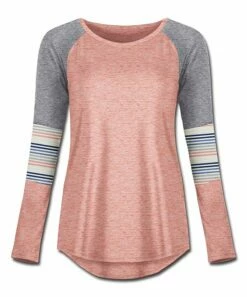 Wholesale 😉 UDEAR Heather Orange-Pink & Light Gray Stripe Raglan Tunic - 👩 Women 👍