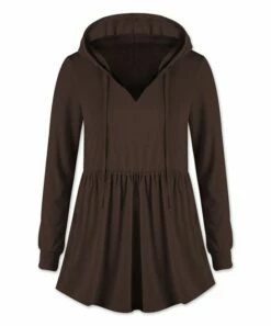 Brand new 🌟 UDEAR Dark Coffee V-Neck Peplum Hoodie - Plus 🧨