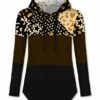 Budget ⭐ UDEAR Black & Dark Coffee Stars Color Block Hoodie - 👩 Women 👏