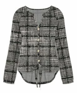 Wholesale 💯 UDEAR Black & White Plaid Long-Sleeve Top - Plus 🥰