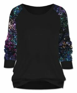 Flash Sale 🧨 UDEAR Black & Blue Splatter Contrast-Sleeve Raglan Tunic - 👩 Women 🥰