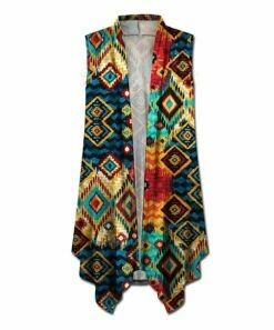 Flash Sale 🎉 UDEAR Red & Yellow Geometric Drape-Front Shawl-Collar Vest - Plus ⌛