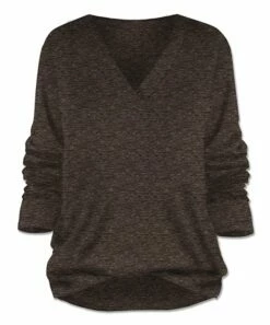 Top 10 🎁 UDEAR Dark Heather Coffee V-Neck Top - 👩 Women & Plus 💯