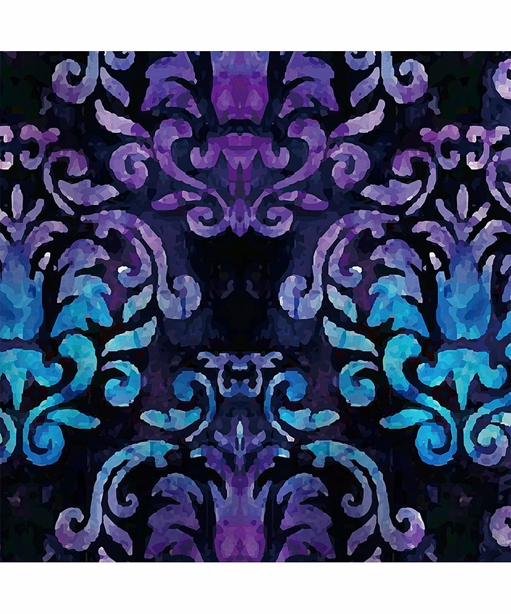 Promo ๐ UDEAR Black & Purple Damask Triangle-Hem Hoodie - Plus ๐ - Image 3