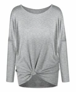 Best reviews of 👍 UDEAR Light Gray Knot-Front Long-Sleeve Top - 👩 Women 🔔