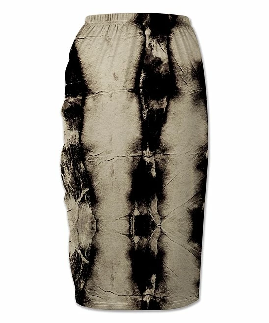 New 😀 UDEAR Black & Khaki Abstract Side-Gathered Pencil 👗 Skirt - 👩 Women 🎉 - Image 2