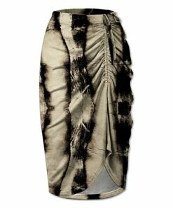 New 😀 UDEAR Black & Khaki Abstract Side-Gathered Pencil 👗 Skirt - 👩 Women 🎉