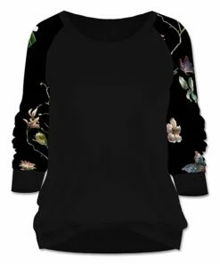 Buy 🤩 UDEAR Black & Green Floral Round-Neck Top - 👩 Women ⭐